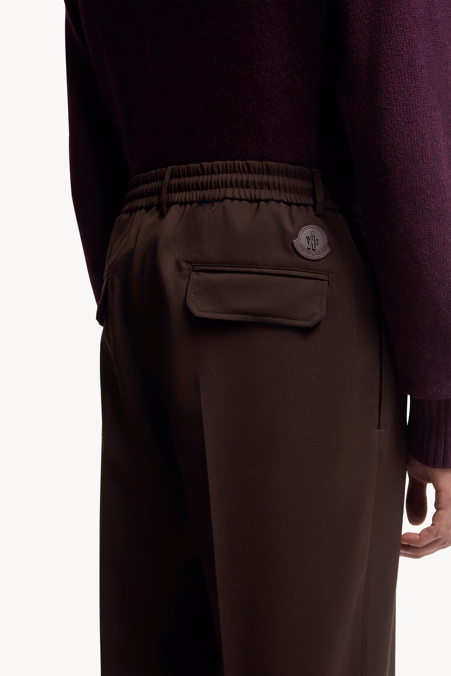 Wool Blend Gabardine Tailored Pants Men Brown Moncler 7